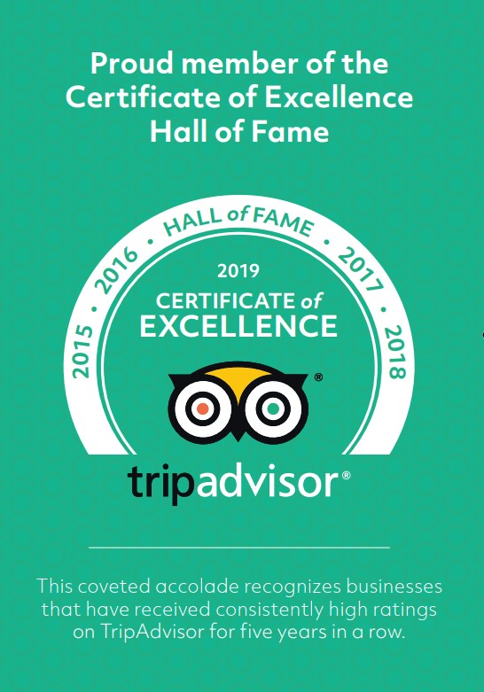 Trip Advisor - Certificate of Excellence - Hall of Fame